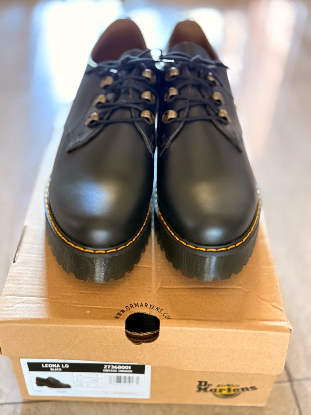 Dr. Martens Leona Lo Black Leather Lace-Up Shoes